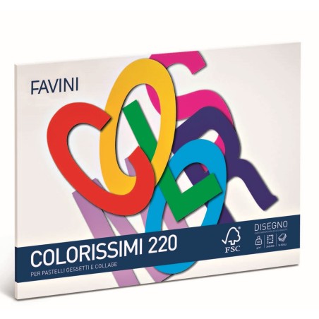 Bloc desen D4 16 file 220 g/mp Colorissimi FAVINI