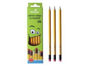 Creion negru cu radieră HB ECADA