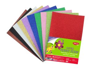 Hârtie gumată glitter autoadezivă 10 culori DACO