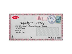 Plic DL siliconic cu fereastră dreaptă Set 100 PC82 DACO