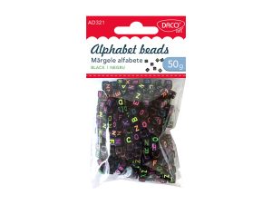 Accesorii craft - AD321 Mărgele alfabet negre DACO