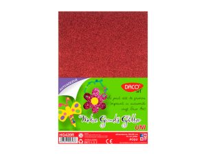 Hârtie gumată glitter autoadezivă 10 coli Roșu DACO
