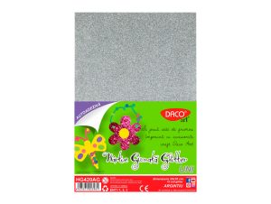 Hârtie gumată glitter autoadezivă 10 coli Argintiu DACO