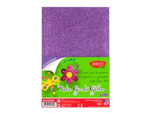 Hârtie gumată glitter autoadezivă 10 coli Mov DACO
