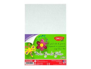 Hârtie gumată glitter autoadezivă 10 coli Alb DACO