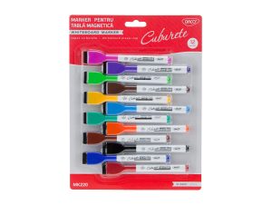 Marker tablă magnetică set 12 cu burete DACO