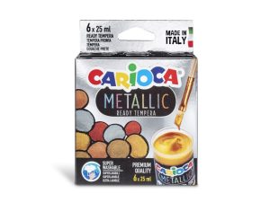 Culori tempera 6 culori 25 ml Metalice CARIOCA