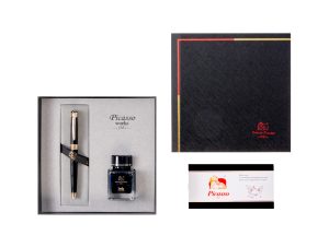Set stilou și călimară negru/auriu PICASSO
