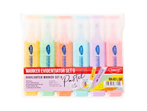 Marker evidențiator Pastel set 6 DACO