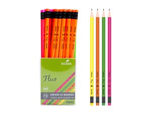 Creion negru cu radieră FLUO ECADA
