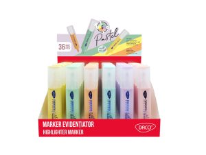 Display marker evidențiator pastel DACO 36 buc