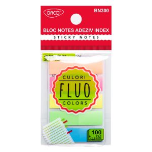 Bloc notes adeziv index 45x12 mm 5 culori DACO (Post-it)