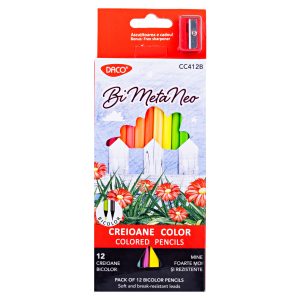 Creion color 12 culori bicolor neon-metalic DACO