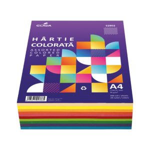 Hârtie colorată A4 75 g/mp 500 coli 10 culori ECADA