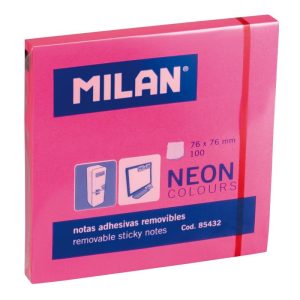 Bloc notes adeziv 76x76 mm Roz neon MILAN (Post-it)