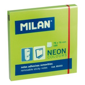 Bloc notes adeziv 76x76 mm Verde neon MILAN (Post-it)