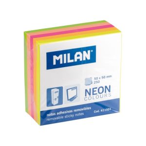 Bloc notes adeziv 50x50 mm 5 culori neon MILAN (Post-it)