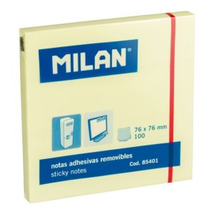 Bloc notes adeziv 76x76 mm Galben pal MILAN (Post-it)
