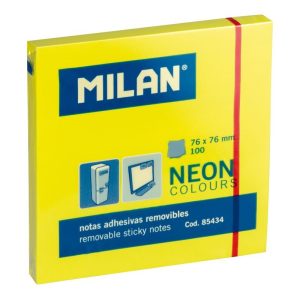 Bloc notes adeziv 76x76 mm Galben neon MILAN (Post-it)