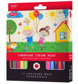 Creion color 12 culori Maxi hexagonal DACO