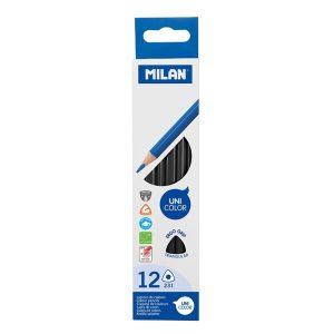 Creion color unicolor Set 12 Negru MILAN