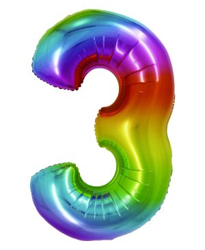 Balon folie Cifra trei 85 cm Curcubeu DACO