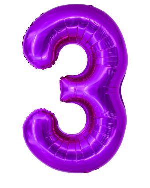 Balon folie Cifra trei 100 cm Roz magenta DACO