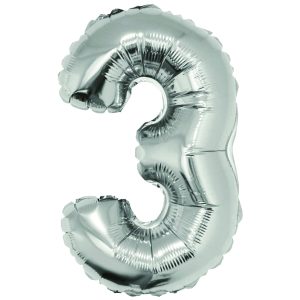 Balon folie Cifra trei 40 cm Argintiu DACO