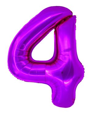 Balon folie Cifra patru 100 cm Roz magenta DACO