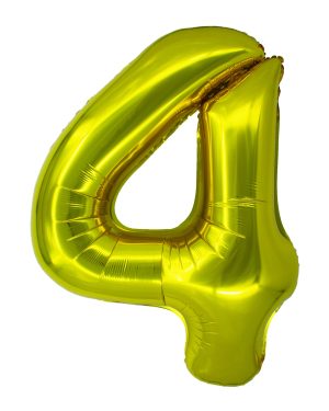 Balon folie Cifra patru 100 cm Auriu DACO