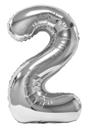 Balon folie Cifra doi 100 cm Argintiu DACO