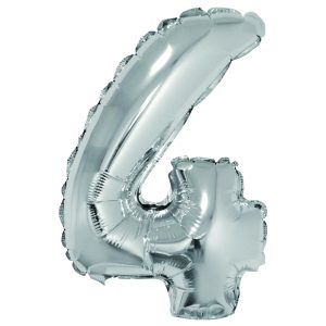 Balon folie Cifra patru 40 cm Argintiu DACO
