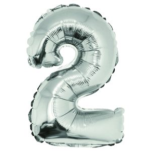 Balon folie Cifra doi 40 cm Argintiu DACO