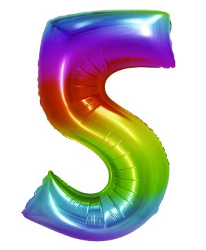 Balon folie cifra cinci 85 cm Curcubeu DACO