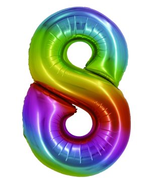 Balon folie Cifra opt 85 cm curcubeu DACO