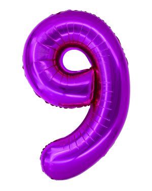 Balon folie Cifra nouă 100 cm Roz magenta DACO