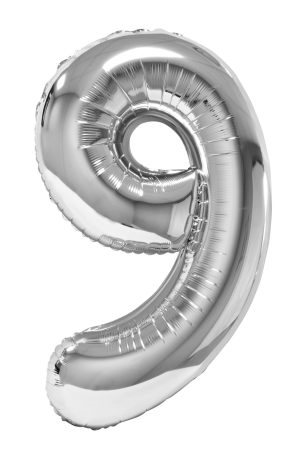 Balon folie Cifra nouă 100 cm Argintiu DACO