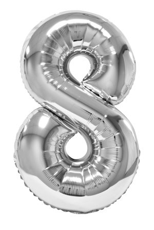 Balon folie Cifra opt 100 cm Argintiu DACO