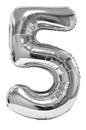 Balon folie Cifra cinci 100 cm Argintiu DACO