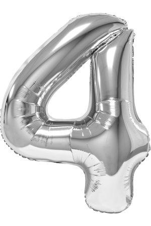 Balon folie Cifra patru 100 cm Argintiu DACO