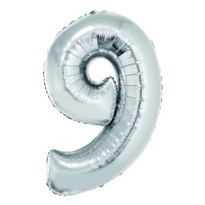 Balon folie Cifra nouă 85 cm Argintiu DACO