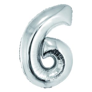 Balon folie Cifra șase 85 cm Argintiu DACO