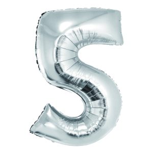 Balon folie Cifra cinci 85 cm Argintiu DACO
