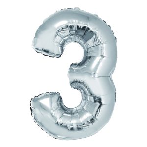 Balon folie Cifra trei 85 cm Argintiu DACO