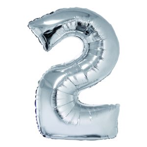 Balon folie Cifra doi 85 cm Argintiu DACO