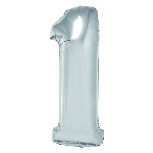 Balon folie Cifra unu 85 cm Argintiu DACO