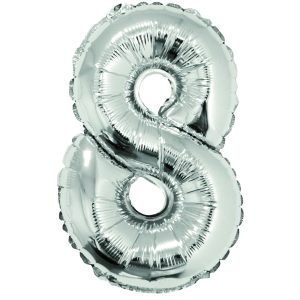 Balon folie Cifra opt 40 cm Argintiu DACO