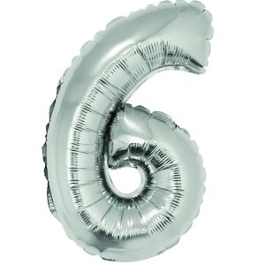 Balon folie Cifra șase 40 cm Argintiu DACO