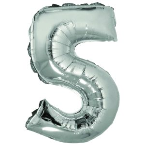 Balon folie Cifra cinci 40 cm Argintiu DACO