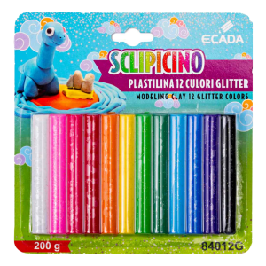 Plastilină 12 culori Glitter ECADA